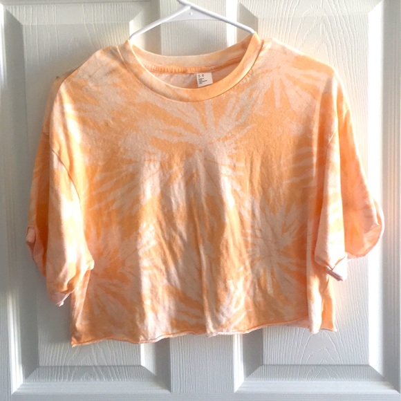 H&M TROPICAL OVERSIZED TIE DYE CROP TOP - Picture 1 of 3